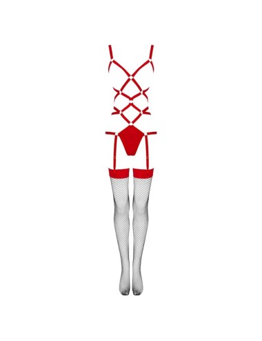 LIVCO CORSETTI FASHION - THIARA LC 20213 SET BODY + CALZE ROSSO L/XL