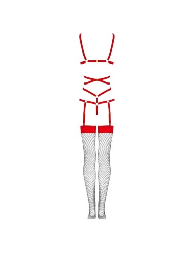 LIVCO CORSETTI FASHION - THIARA LC 20213 SET BODY + CALZE ROSSO L/XL
