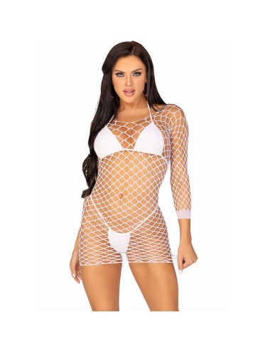 LEG AVENUE - ABITO IN RETE MANICA LUNGA BIANCO TAGLIA UNICA