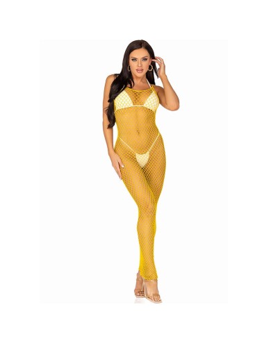 LEG AVENUE - ABITO LUNGO IN RETE GIALLO TAGLIA UNICA
