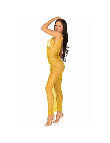 LEG AVENUE - ABITO LUNGO IN RETE GIALLO TAGLIA UNICA