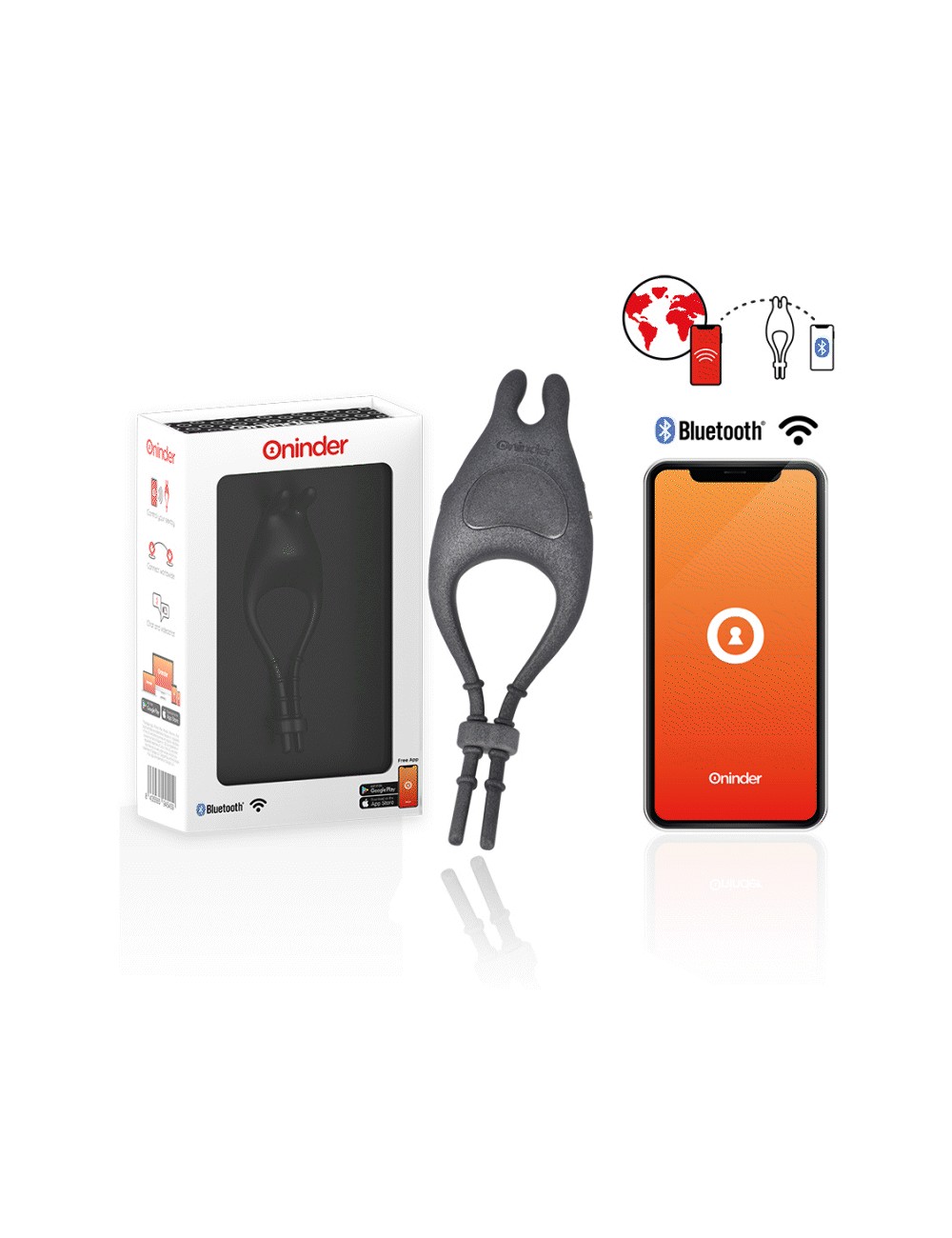 ONINDER - ANELLO VIBRATORE REGOLABILE RICARICABILE PAMPA CON STIMOLATORE CLITORIDE 10 VELOCITÀ - APP GRATUITA