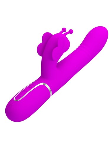 PRETTY LOVE - VIBRATORE MULTIFUNZIONE RABBIT 4 IN 1 FARFALLA FUCSIA