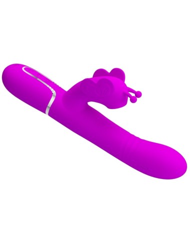 PRETTY LOVE - VIBRATORE MULTIFUNZIONE RABBIT 4 IN 1 FARFALLA FUCSIA