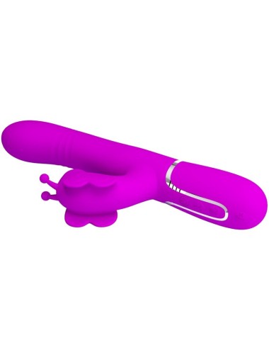 PRETTY LOVE - VIBRATORE MULTIFUNZIONE RABBIT 4 IN 1 FARFALLA FUCSIA