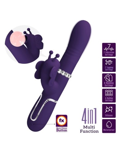 PRETTY LOVE - VIBRATORE MULTIFUNZIONE RABBIT 4 IN 1 FARFALLA VIOLA