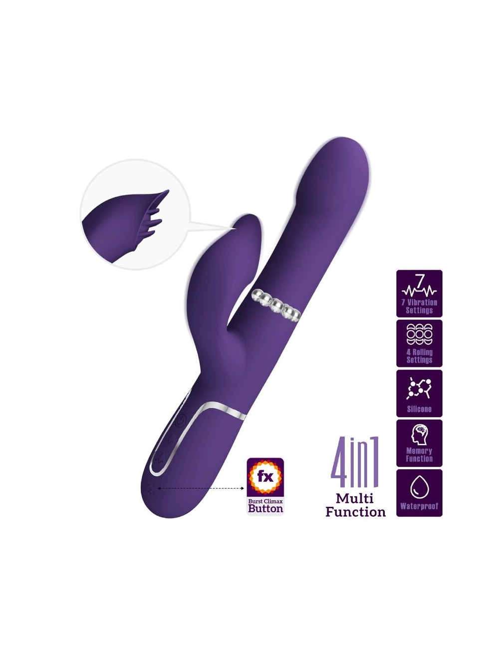 PRETTY LOVE - ZALIN PERLE VIBRATORE CONIGLIO 4 EN 1 VIOLA PRETTY LOVE - ZALIN PERLE VIBRATORE CONIGLIO 4 EN 1 VIOLA