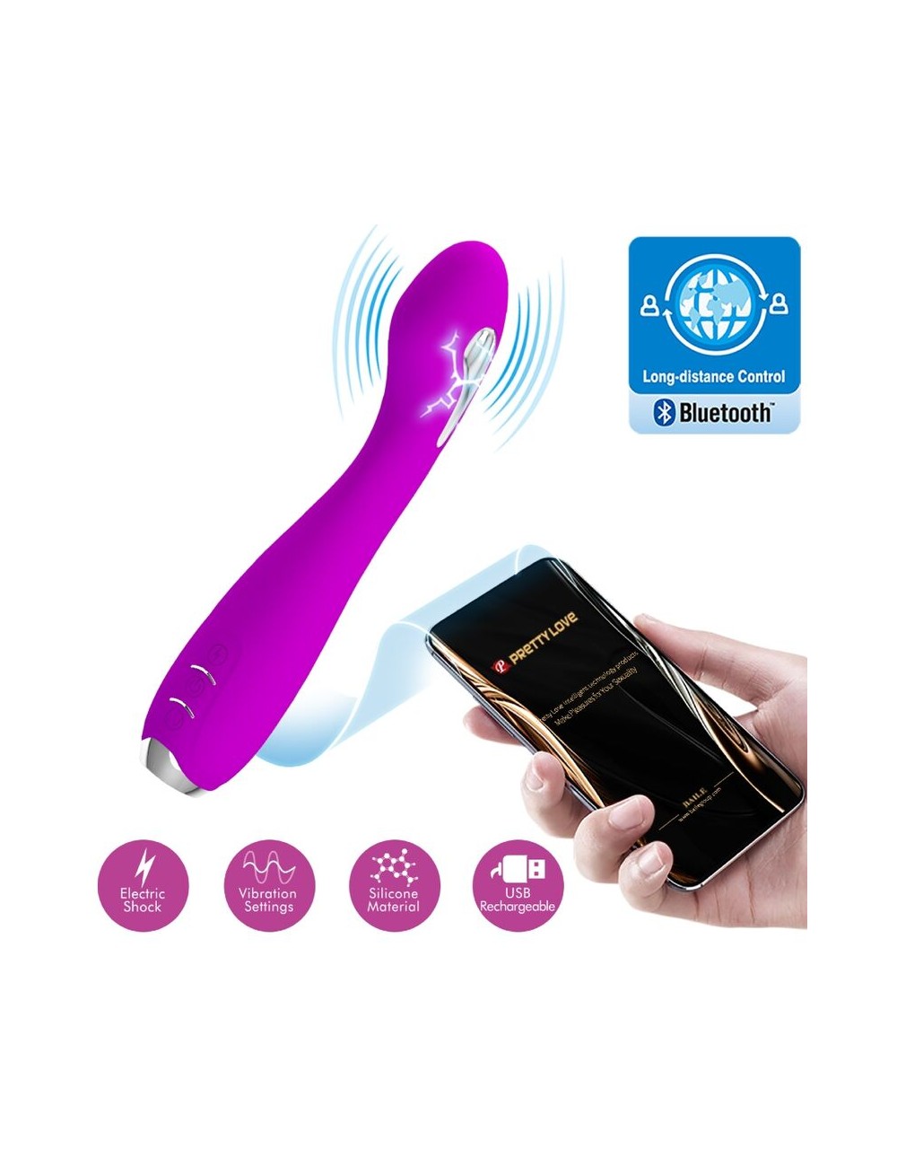 PRETTY LOVE - VIBRATORE ELETTROSHOCK HECTOR APP GRATUITA VIOLA