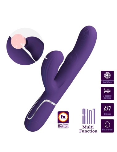 PRETTY LOVE - VIBRATORE PERLITA G-SPOT 3 IN 1 MULTIFUNZIONE VIOLA