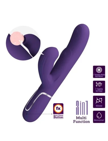 PRETTY LOVE - VIBRATORE PERLITA G-SPOT 3 IN 1 MULTIFUNZIONE VIOLA