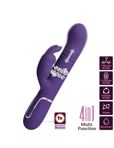 PRETTY LOVE - COALE VIBRATORE CONIGLIO CARBONE 4 EN 1 VIOLA
