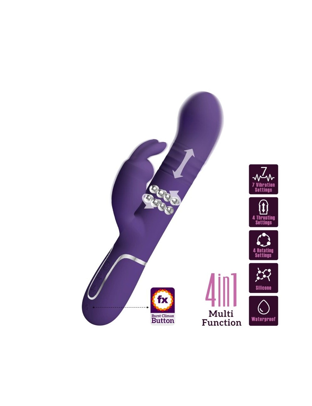 PRETTY LOVE - COALE VIBRATORE CONIGLIO CARBONE 4 EN 1 VIOLA PRETTY LOVE - COALE VIBRATORE CONIGLIO CARBONE 4 EN 1 VIOLA