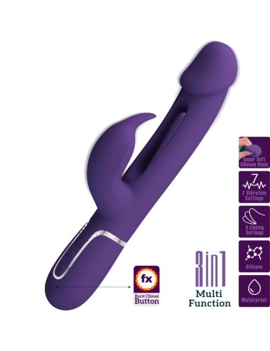 PRETTY LOVE - VIBRATORE DEJON RABBIT 3 IN 1 MULTIFUNZIONE VERDE ACQUA