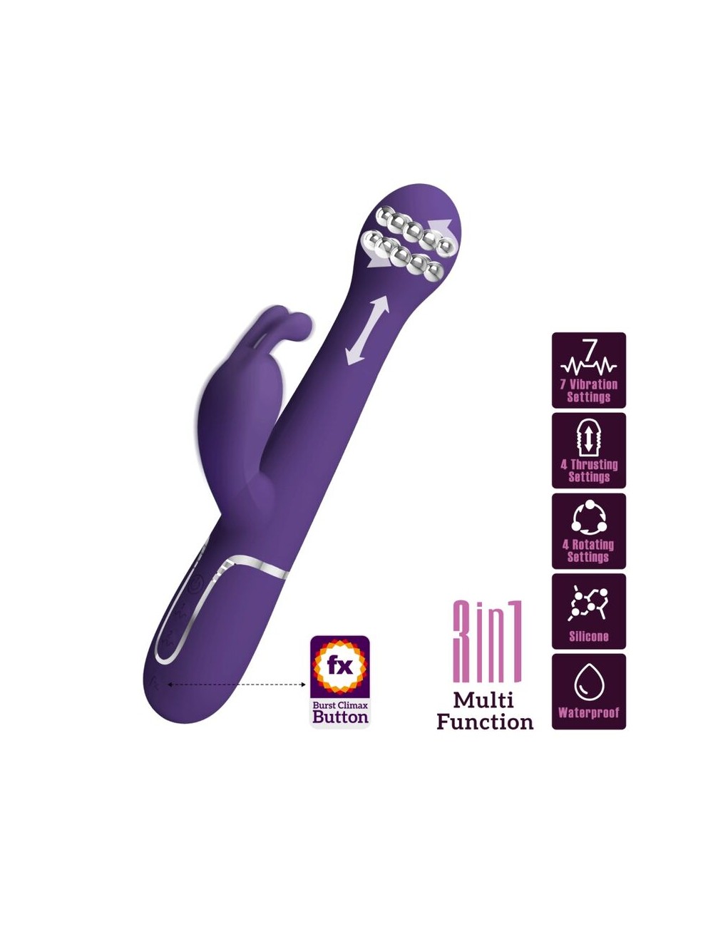 PRETTY LOVE - VIBRATORE DEJON RABBIT 3 IN 1 MULTIFUNZIONE VIOLA PRETTY LOVE - VIBRATORE DEJON RABBIT 3 IN 1 MULTIFUNZIONE VIOLA