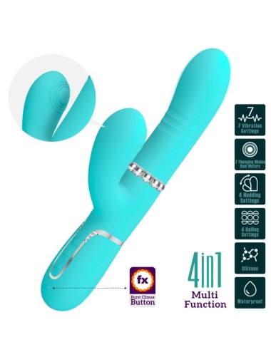 PRETTY LOVE - VIBRATORE MULTIFUNZIONE G-SPOT VERDE ACQUA