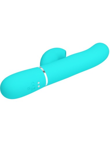 PRETTY LOVE - VIBRATORE MULTIFUNZIONE PERLITA 3 IN 1 G-SPOT VERDE ACQUA