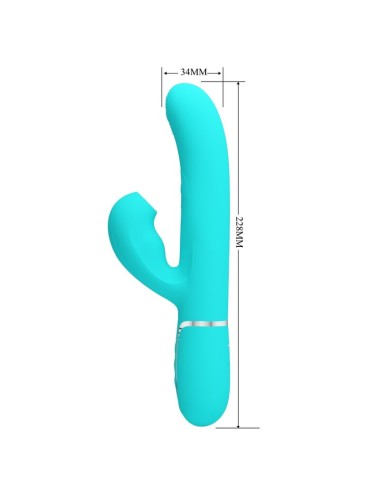 PRETTY LOVE - VIBRATORE MULTIFUNZIONE PERLITA 3 IN 1 G-SPOT VERDE ACQUA
