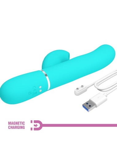 PRETTY LOVE - VIBRATORE MULTIFUNZIONE PERLITA 3 IN 1 G-SPOT VERDE ACQUA