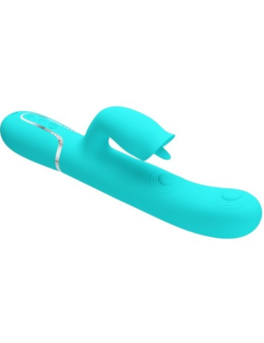 PRETTY LOVE - VIBRATORE CONIGLIO CON LECCATURA VERDE ACQUA