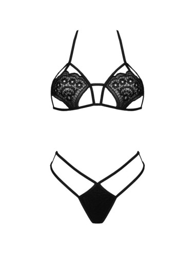 LIVCO CORSETTI FASHION - JIMENA LC 20216 REGGISENO + PERIZOMA NERO TAGLIA UNICA