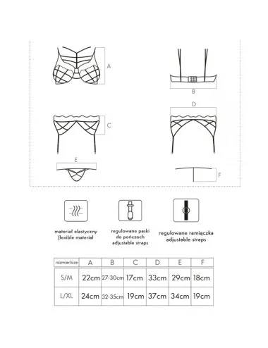 LIVCO CORSETTI FASHION - SOLEDAD LC 20217 REGGISENO + SLIP + REGGISERA L/XL