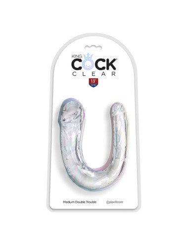 KING COCK - DOUBLE TROUBLE DOPPIO DILDO 33 CM TRASPARENTE