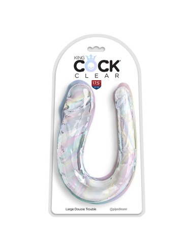 KING COCK - DOUBLE TROUBLE DOPPIO TROUBLE 44 CM TRASPARENTE