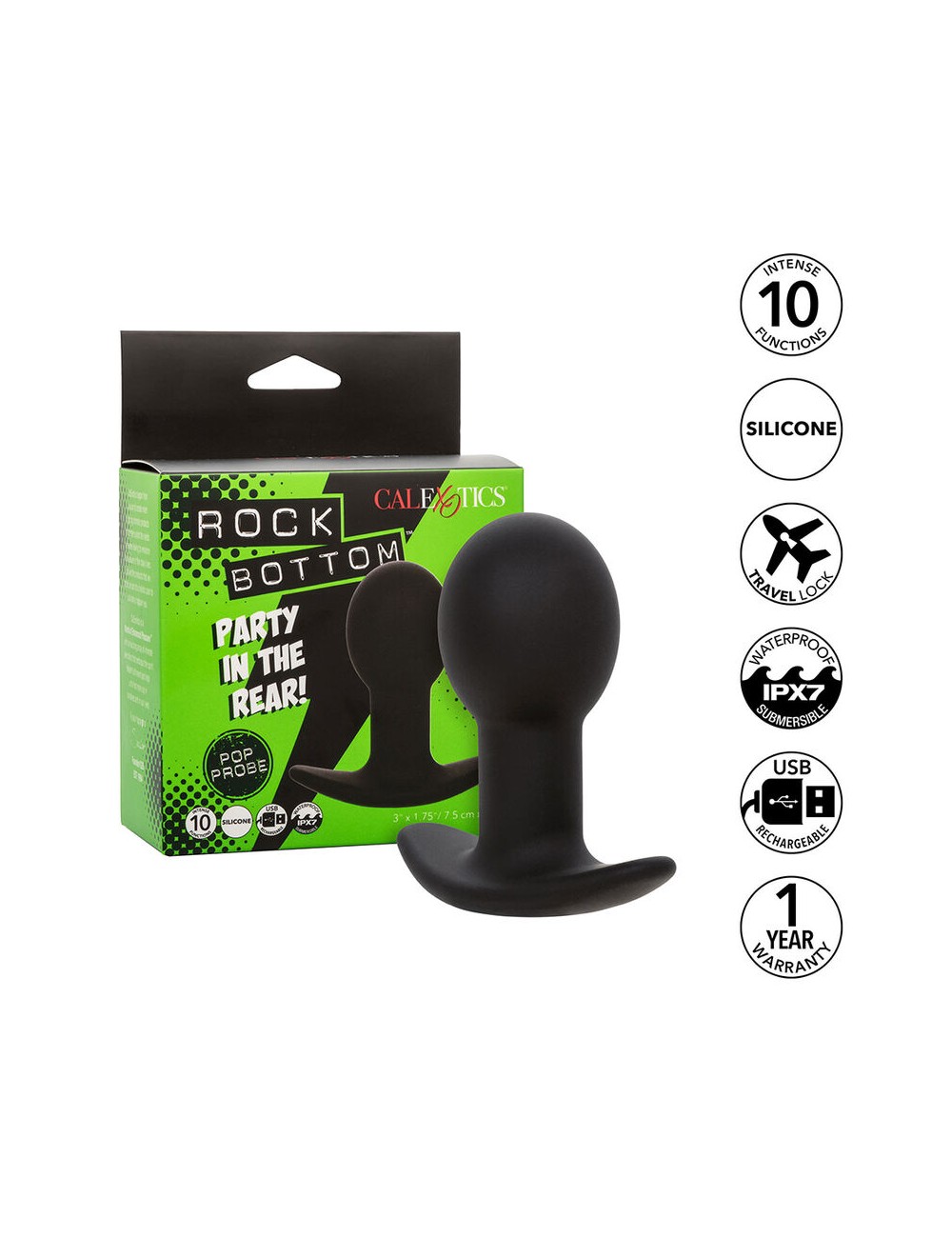 CALEXOTICS - ROCK BOTTOM ANAL PLUG 10 VIBRAZIONI SILICONE NERO