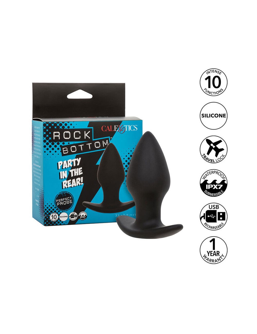 CALEXOTICS - ROCK BOTTOM PERFECT ANAL PLUG 10 VIBRAZIONI SILICONE NERO CALEXOTICS - ROCK BOTTOM PERFECT ANAL PLUG 10 VIBRAZIONI SILICONE NERO