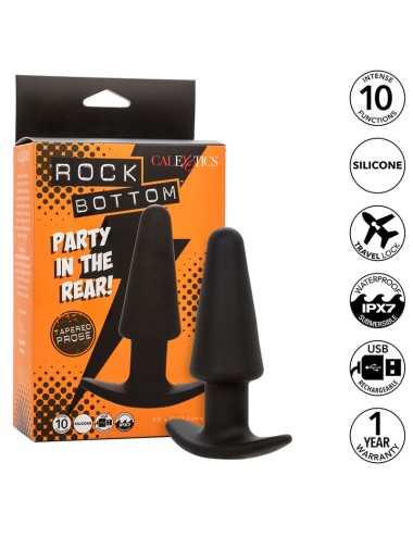 CALEXOTICS - ROCK BOTTOM TAPPO ANALE CONICO 10 VIBRAZIONI SILICONE NERO