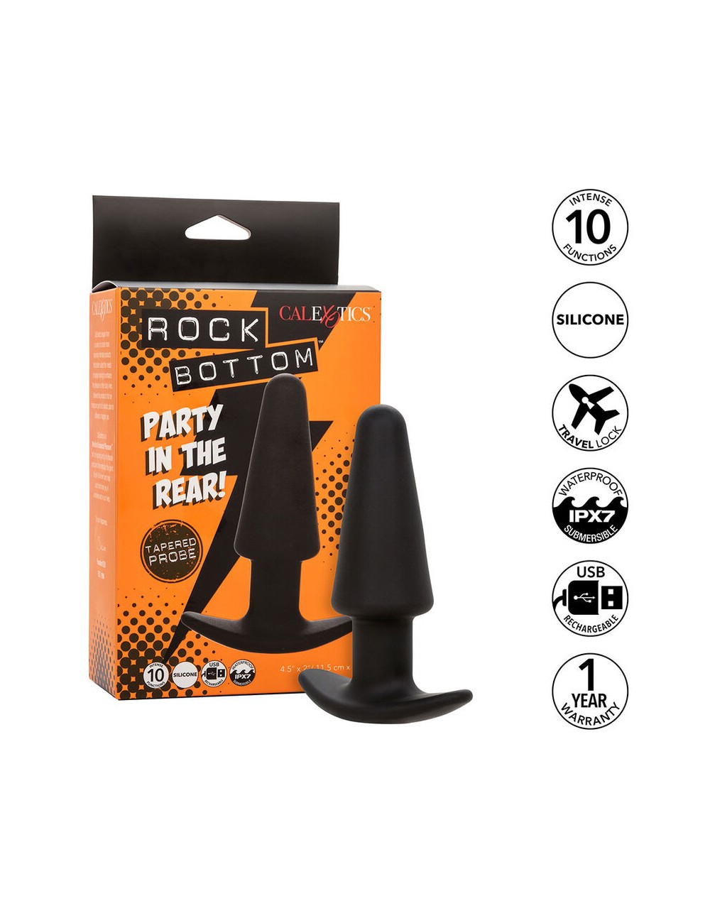 CALEXOTICS - ROCK BOTTOM TAPPO ANALE CONICO 10 VIBRAZIONI SILICONE NERO