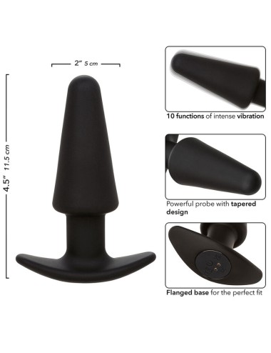 CALEXOTICS - ROCK BOTTOM TAPPO ANALE CONICO 10 VIBRAZIONI SILICONE NERO