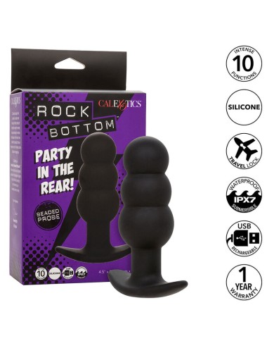 CALEXOTICS - ROCK BOTTOM PERLINE TAPPO ANALE 10 VIBRAZIONI SILICONE NERO