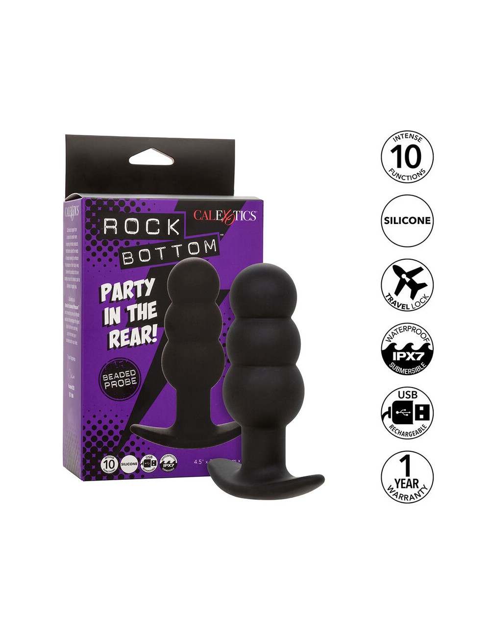 CALEXOTICS - ROCK BOTTOM PERLINE TAPPO ANALE 10 VIBRAZIONI SILICONE NERO CALEXOTICS - ROCK BOTTOM PERLINE TAPPO ANALE 10 VIBRAZIONI SILICONE NERO