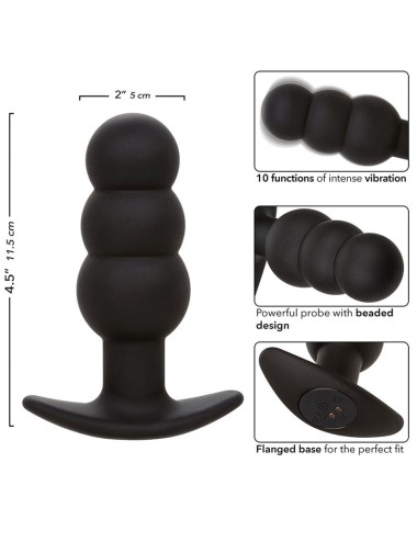 CALEXOTICS - ROCK BOTTOM PERLINE TAPPO ANALE 10 VIBRAZIONI SILICONE NERO