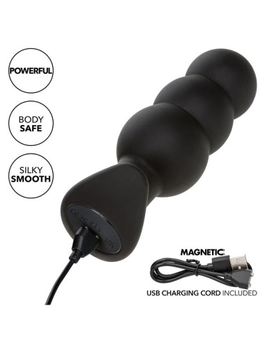 CALEXOTICS - ROCK BOTTOM PERLINE TAPPO ANALE 10 VIBRAZIONI SILICONE NERO