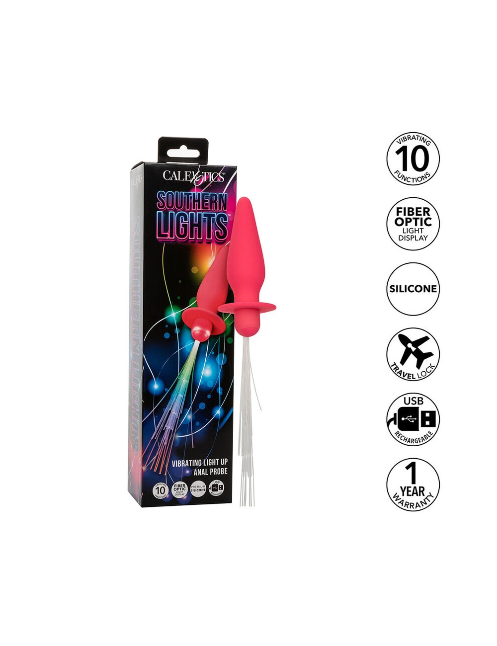 CALEXOTICS - SOUTHERN LIGHTS LIGHT UP PLUG ANALE 10 VIBRAZIONI SILICONE ROSA CALEXOTICS - SOUTHERN LIGHTS LIGHT UP PLUG ANALE 10 VIBRAZIONI SILICONE ROSA