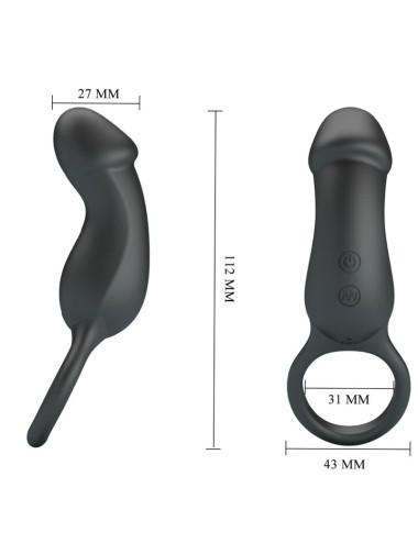 PRETTY LOVE - TRAE ANELLO VIBRANTE CON STIMOLATORE NERO