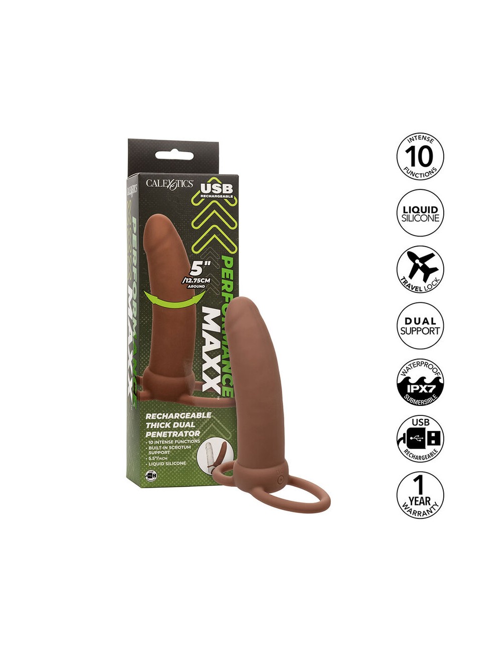 CALEXOTICS - MAXX THICK DUAL PENETRATOR 10 VIBRAZIONI MARRONE