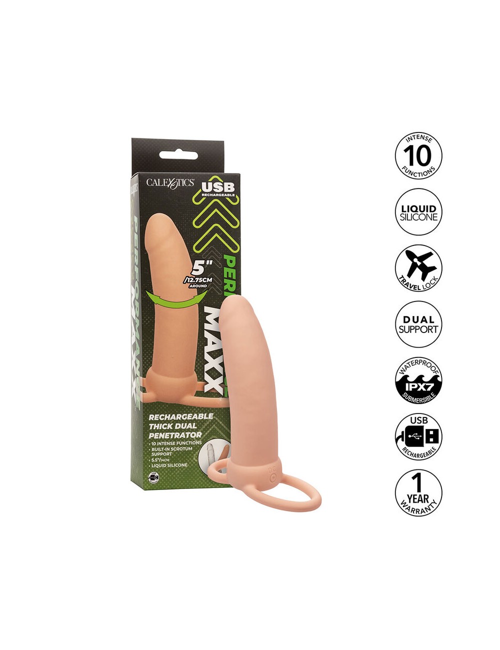 CALEXOTICS - MAXX THICK DUAL PENETRATOR 10 VIBRAZIONI CARNE CALEXOTICS - MAXX THICK DUAL PENETRATOR 10 VIBRAZIONI CARNE
