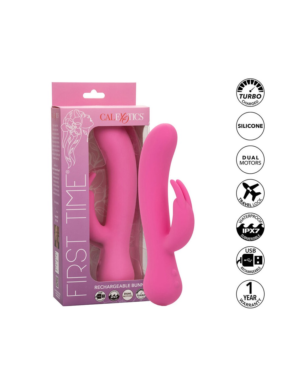 CALEXOTICS - FIRST TIME VIBRATORE CONIGLIO RICARICABILE ROSA