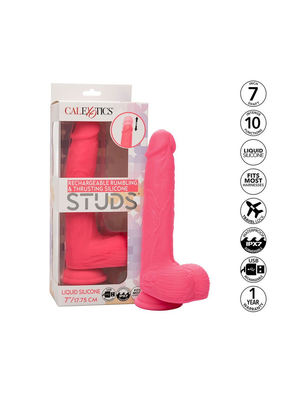 CALEXOTICS - STUDS VIBRATORE REALISTICO 10 VIBRAZIONI ROSA