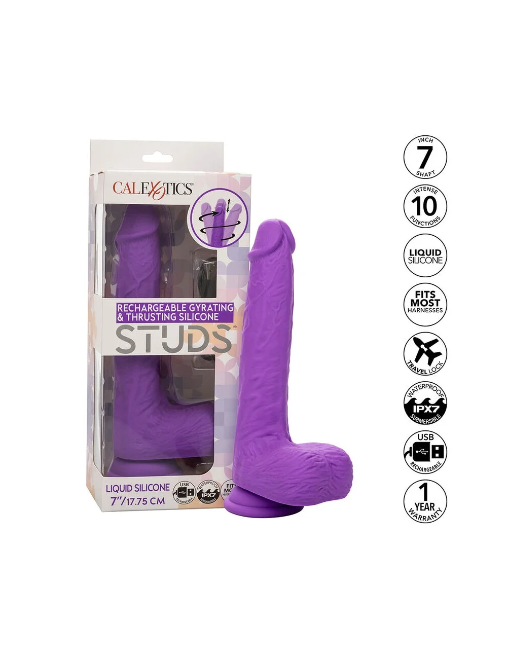CALEXOTICS - STUDS VIBRATORE RICARICABILE E ROTANTE 10 VIBRAZIONI VIOLA CALEXOTICS - STUDS VIBRATORE RICARICABILE E ROTANTE 10 VIBRAZIONI VIOLA
