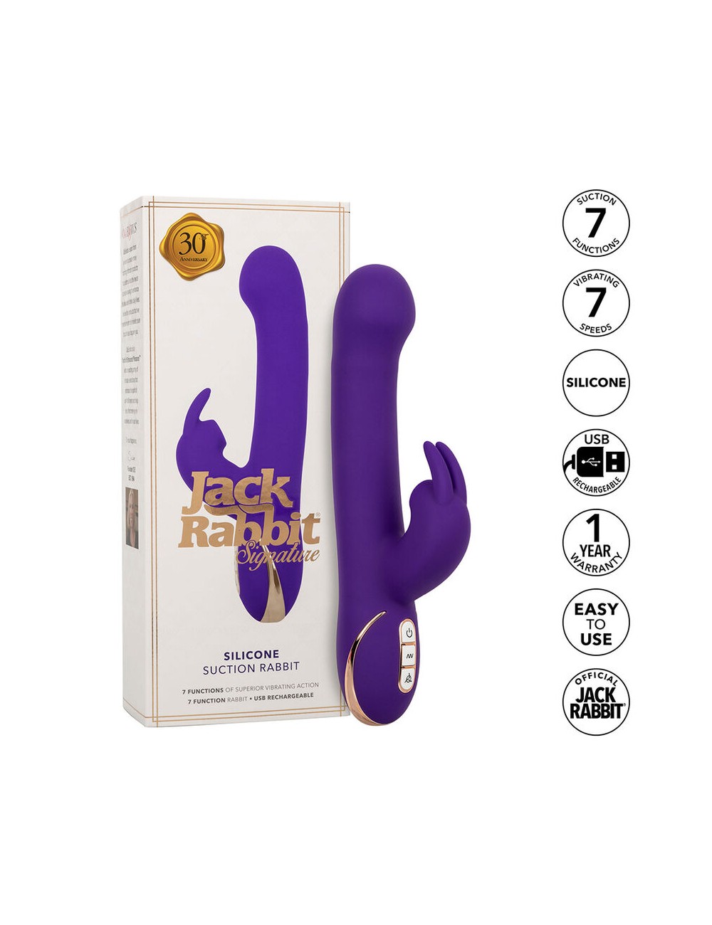 CALEXOTICS - JACK RABBIT VIBRATORE E STIMOLATORE 7 VIBRAZIONI E MODALITÀ DI ASPIRAZIONE BLU