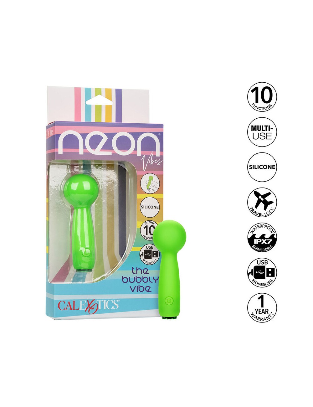 CALEXOTICS - NEON VIBES BUBBLY VIBE IL MINI MASSAGGIATORE 10 VIBRAZIONI VERDE CALEXOTICS - NEON VIBES BUBBLY VIBE IL MINI MASSAGGIATORE 10 VIBRAZIONI VERDE