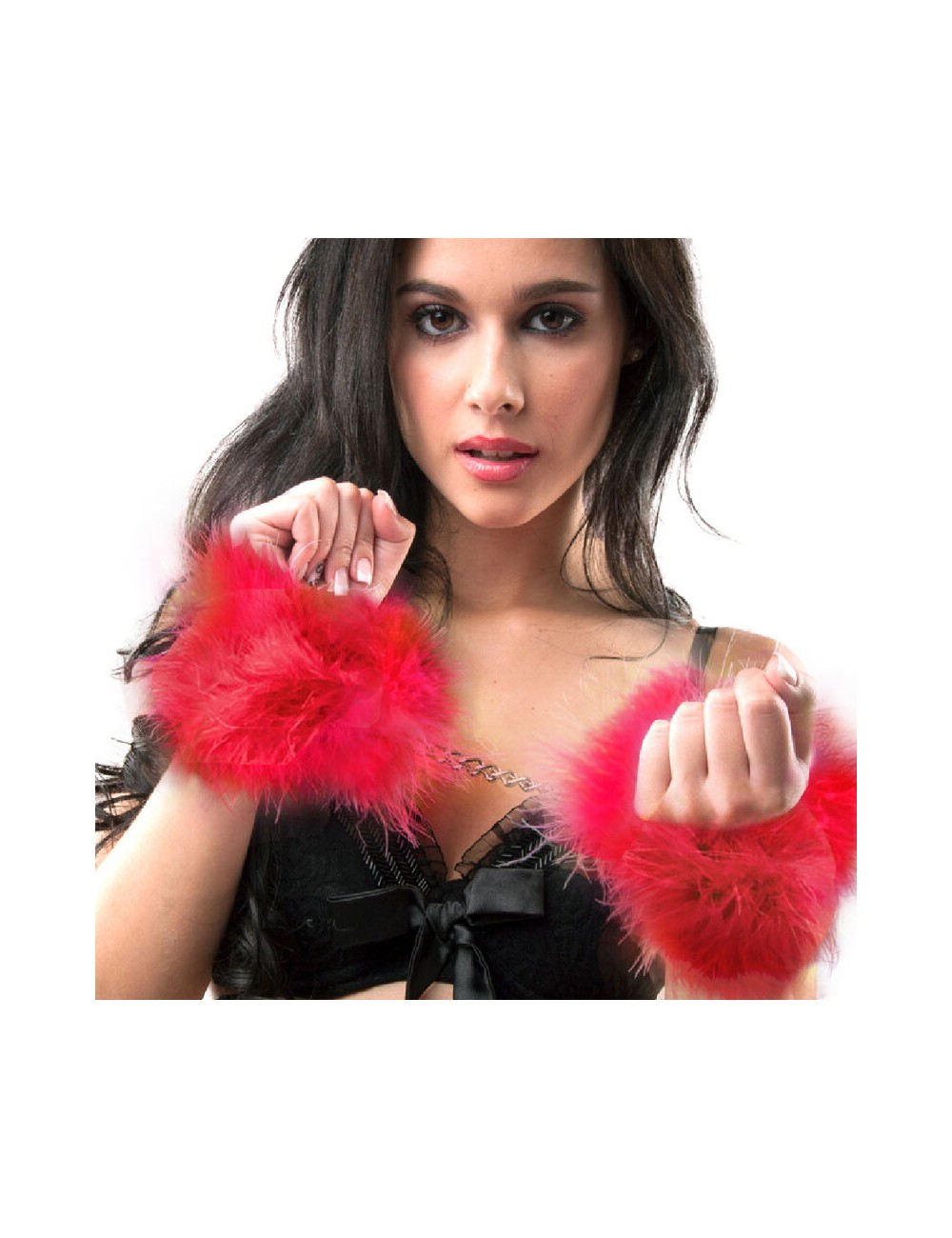 GIOCO SEGRETO - MANETTE MARABOU ROSSO GIOCO SEGRETO - MANETTE MARABOU ROSSO