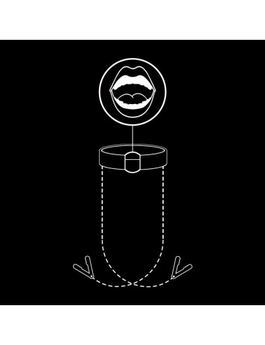 FETISH SUBMISSIVE - ANELLO GAG CON MORSETTI PER CAPEZZOLI