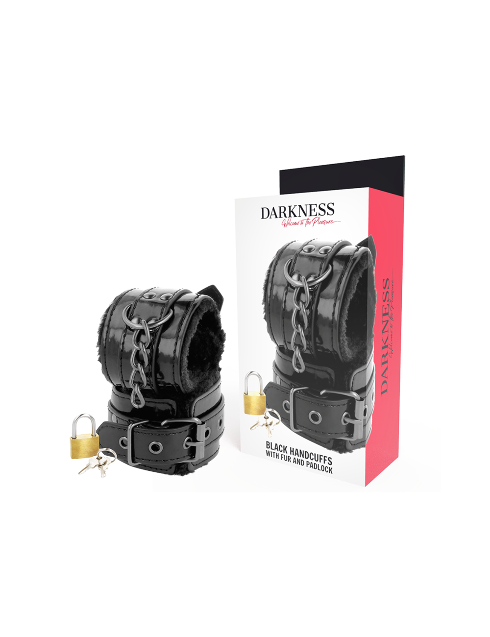 DARKNESS - MANETTE NERE REGOLABILI IN PELLE CON LUCCHETTO DARKNESS - MANETTE NERE REGOLABILI IN PELLE CON LUCCHETTO