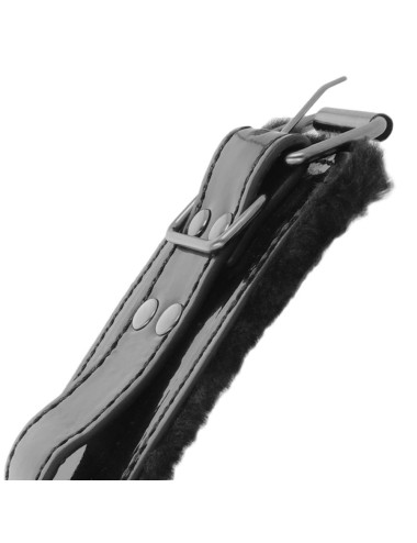 DARKNESS - MANETTE NERE REGOLABILI IN PELLE CON LUCCHETTO