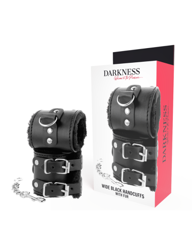 DARKNESS - MANETTE NERE REGOLABILI IN PELLE CON FODERA